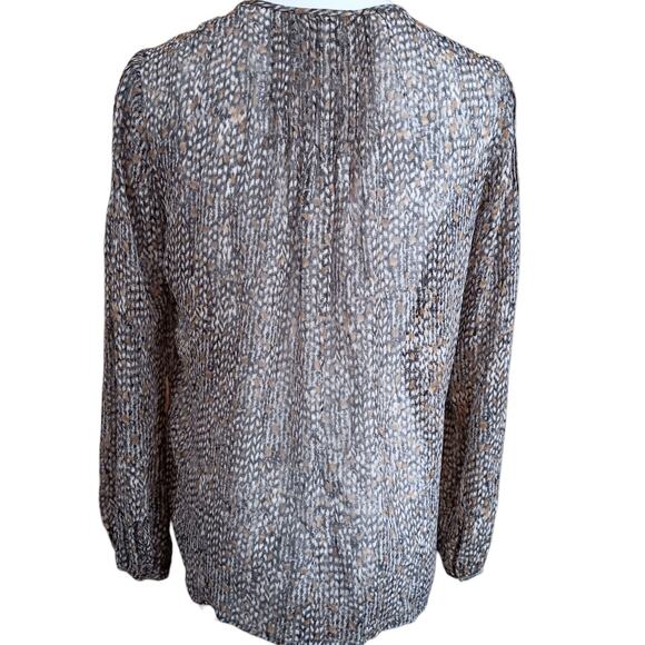 JOIE 100% Silk Blouse Top XS Sheer Snakeprint Tassels Tucks Dressy Career Layers - Picture 7 of 8